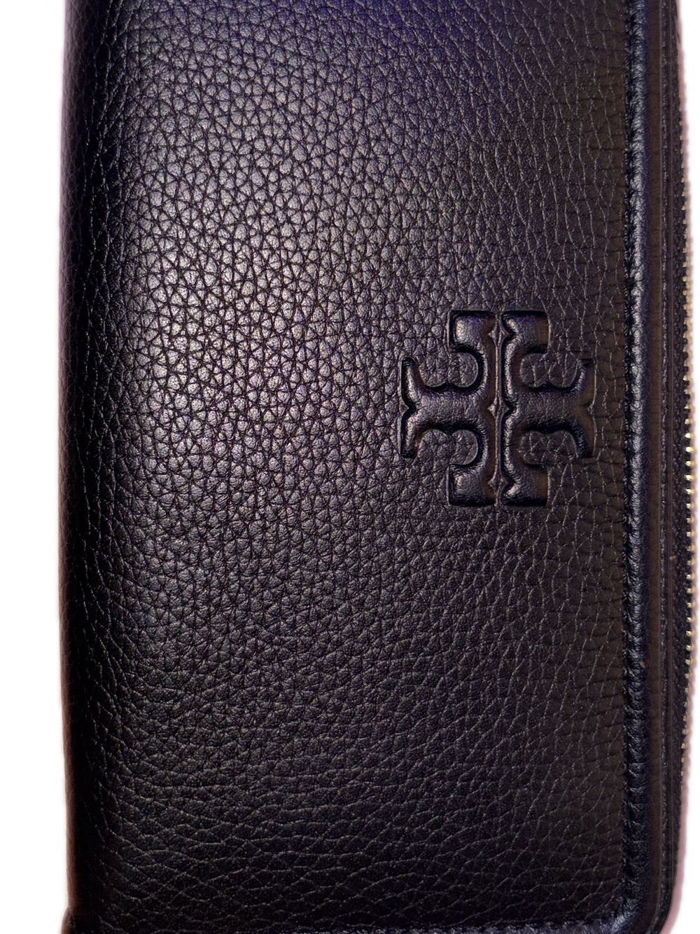 Tory Burch Black Pebbled Leather Zip-Around Wallet - Picture 2 of 7